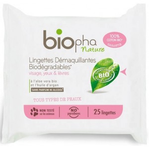 Мокри дегримиращи и почистващи кърпички за лице 25бр- BioPha