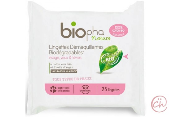 Мокри дегримиращи и почистващи кърпички за лице 25бр- BioPha