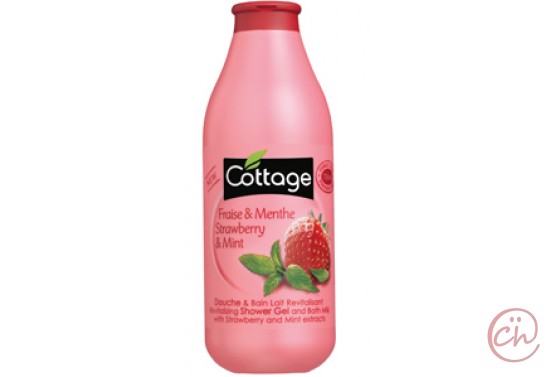 Душ гел и пяна за вана 2 в 1 с ревитализиращ ефект Ягода и мента 750ml- Cottage
