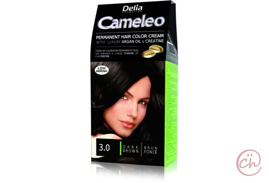 Трайна крем боя за коса с Арганово масло Cameleo – Тъмно кафяво 3.0 – Delia